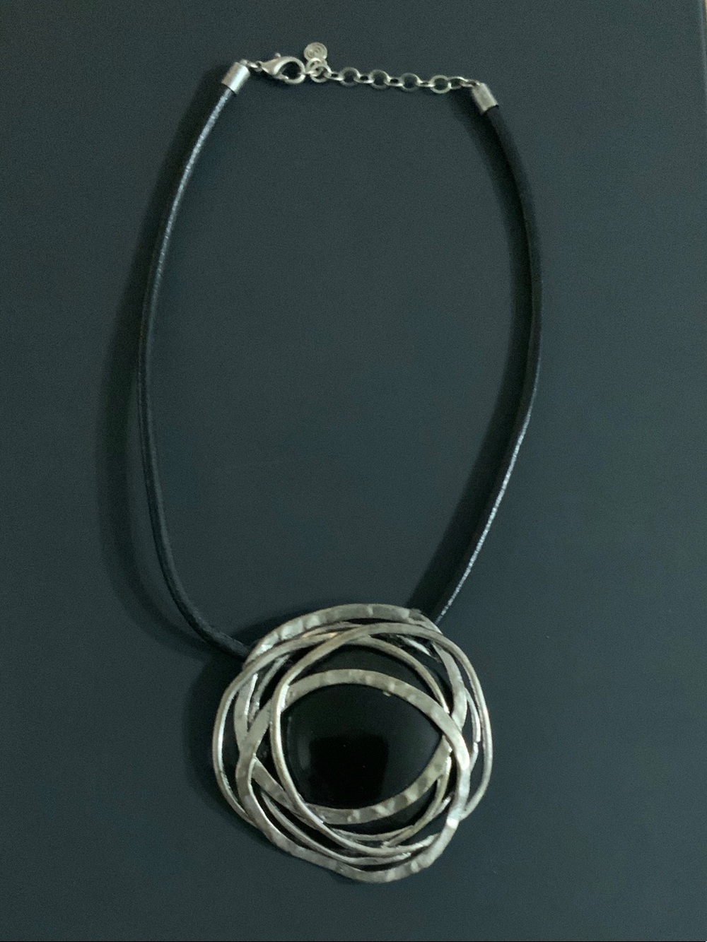 Pewter and Black Pendant Necklace